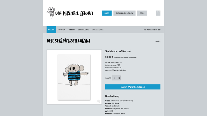 Responsives Webdesign für den Online-Shop „Die Kleinen Leiden“
