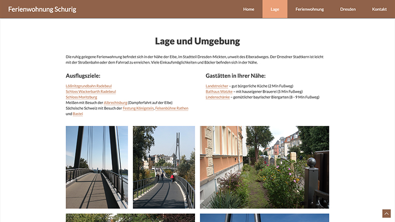 Onepage-Website für die Ferienwohnung Schurig in Dresden