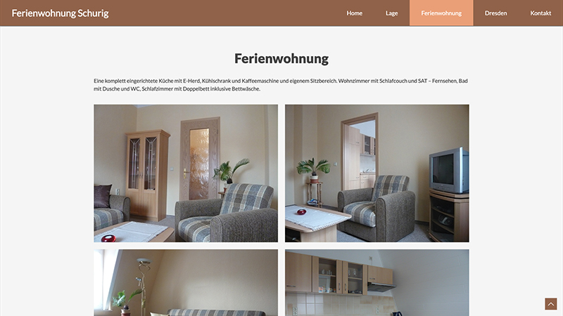 Onepage-Website für die Ferienwohnung Schurig in Dresden